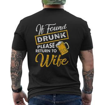 If Found Drunk Please Return To Wife Couples Apparel Mens Back Print T-shirt - Thegiftio UK