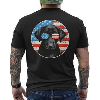 Fourth Of July Dog American Flag July 4Th Labrador Retriever Men's T-shirt Back Print | Mazezy