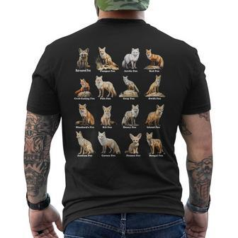 Foxes Of The World Fox Animals Educational Men's T-shirt Back Print - Monsterry