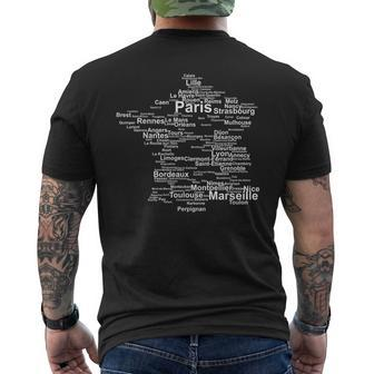 France Silhouette Map French Towns Cities Travel Europe Men's T-shirt Back Print - Monsterry AU