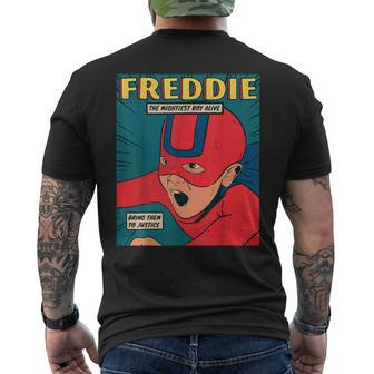 Freddie The Superhero I Birthday Name Men's T-shirt Back Print - Seseable
