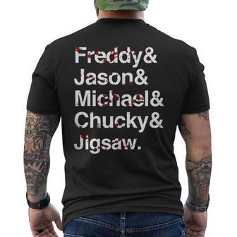 Freddy Jason Michael Horror Film Character List Men's T-shirt Back Print - Monsterry UK