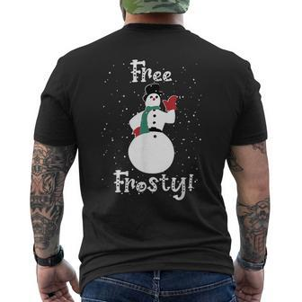 Free Frosty Snowman In Winter Snows White Men's T-shirt Back Print - Monsterry