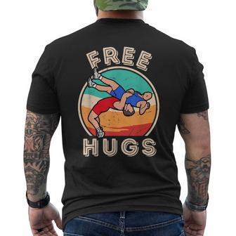 Free Hugs Wrestling Wrestling Coach Vintage Wrestle Men's T-shirt Back Print - Monsterry AU