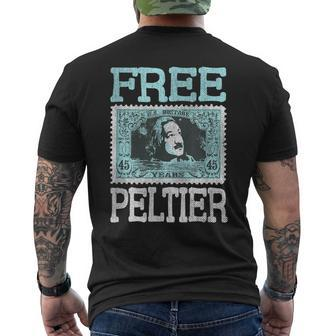 Free Leonard Peltier Blue Grunge Look Men's T-shirt Back Print - Monsterry UK
