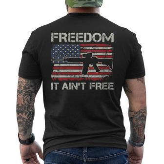 Freedom It Ain't Free 2Nd Amendment Pro Gun Usa Flag Ar15 Men's T-shirt Back Print - Monsterry AU