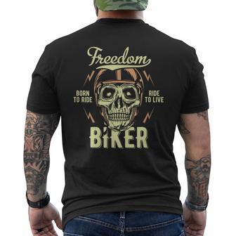 Freedom Biker Motorcycle Rider Skull Skeleton Men's T-shirt Back Print - Monsterry