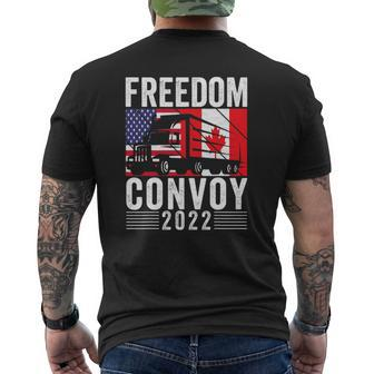 Freedom Convoy 2022 American Canadian Flag Mens Back Print T-shirt | Mazezy