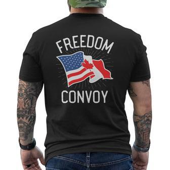 Freedom Convoy 2022 Let's Go Truckers Us America Canada Flag Mens Back Print T-shirt | Mazezy