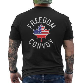 Freedom Convoy 2022 Support Canadian Maple Leaf American Flag Mens Back Print T-shirt | Mazezy DE
