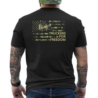 Freedom Convoy 2022 Support Canadian Truckers Flag Camo Usa Flag Mens Back Print T-shirt | Mazezy