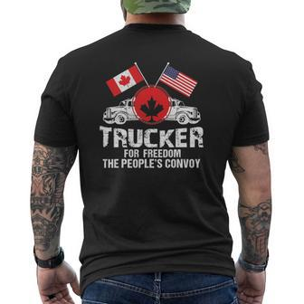 Freedom Convoy 2022 Usa And Canada Support Our Truckers Mens Back Print T-shirt | Mazezy