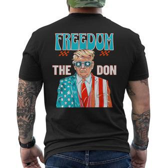 Freedom The Don 4Th Of July Patriotic American Flag Trump Men's T-shirt Back Print - Monsterry