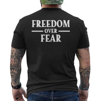 Freedom Over Fear Motivational American Veteran Positive Men's T-shirt Back Print - Monsterry