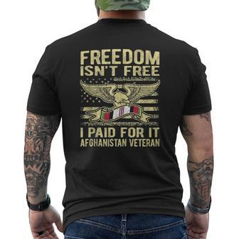 Freedom Isn't Free I Paid For It Afghanistan Veteran Us Flag Mens Back Print T-shirt | Mazezy