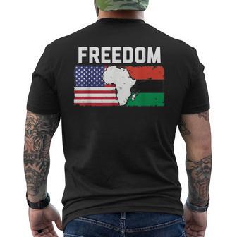 Freedom United States Of America And Pan-African Flag Men's T-shirt Back Print - Monsterry