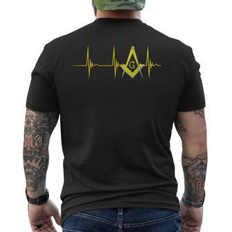 Freemason Heartbeat Ekg Pulse Mason Masonic Symbol Of Faith Men's T-shirt Back Print - Monsterry UK