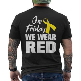 On Friday We Wear Red Support Deployed Sodier Yellow Ribbon Men's T-shirt Back Print - Monsterry UK