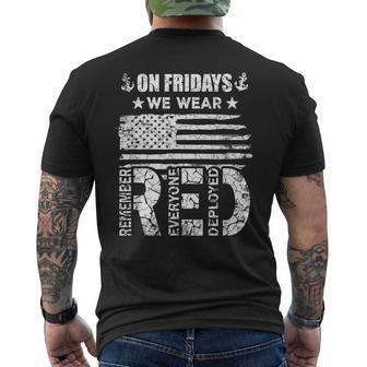 On Friday We Wear Red Friday Us Flag Military Supportive Men's T-shirt Back Print - Monsterry