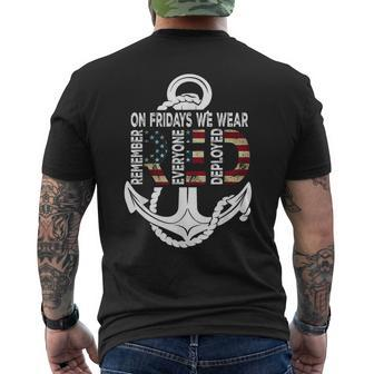 On Fridays We Wear Red Remember Everyone Deployed Navy Men's T-shirt Back Print - Thegiftio UK