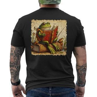 Frog & Toad Fishing Vintage Classic Book Frog Reading Book Men's T-shirt Back Print - Monsterry DE