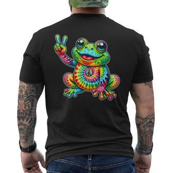 Frog Peace Sign Tie Dye Hippie Men's T-shirt Back Print - Seseable