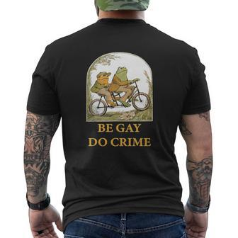 Frog Riding Bicycle Be Gay Do Crime Mens Back Print T-shirt - Seseable