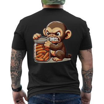 Frustrierter Monkey Will Sausage T-Shirt mit Rückendruck - Seseable