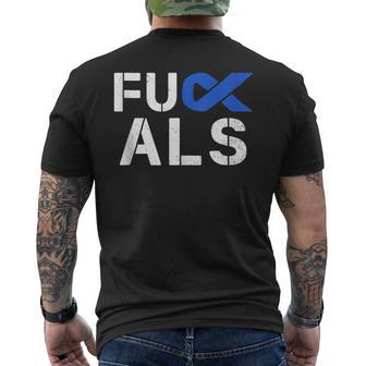 Fuck Als Awareness Month Blue Ribbon Support Squad Fighter Men's T-shirt Back Print - Monsterry DE