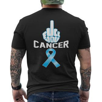 Fuck You Cancer Sucks Blue Ribbon Prostate Awareness T Men's T-shirt Back Print - Monsterry