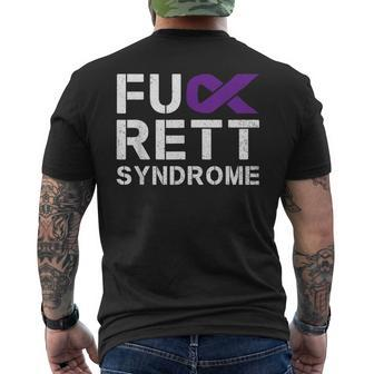 Fuck Rett Syndrome Awareness Purple Ribbon Warrior Fighter Men's T-shirt Back Print - Monsterry UK