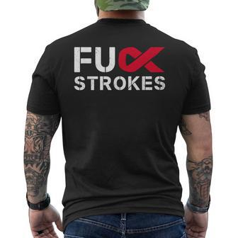 Fuck Strokes Fu Survivor Stroke Awareness Month Red Ribbon Men's T-shirt Back Print - Thegiftio UK