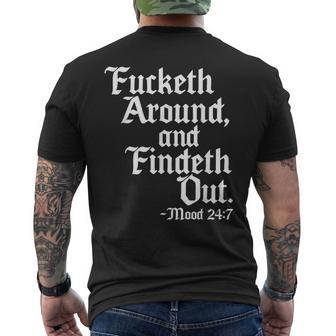 Fucketh Around Fuck Around Find Out Old English Verse Men's T-shirt Back Print - Monsterry CA