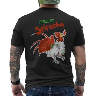 Fueled By Sriracha Awesome Sauce Robot Rooster Men's T-shirt Back Print - Monsterry AU
