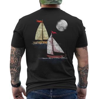 Full Moon Sea Sailboat Sail Ocean Nautical Sailor Sailing Men's T-shirt Back Print - Monsterry UK