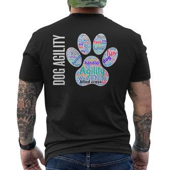 Fun Dog Agility Dog Agility Word Cloud Paw Shape Men's T-shirt Back Print - Thegiftio UK