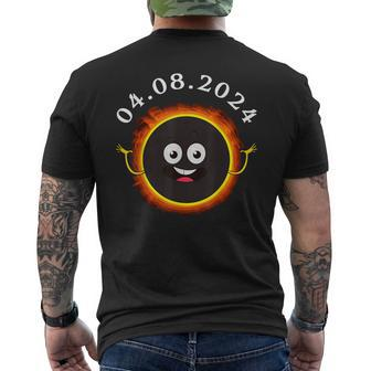 Fun Total Solar Eclipse 2024 Usa Totality Moon Character Men's T-shirt Back Print | Mazezy
