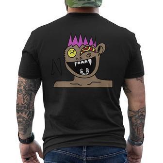 Funky Monster Gesicht Kurzärmliges Herren-T-Kurzärmliges Herren-T-Shirt Schwarz mit Farbakzenten - Seseable