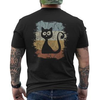 Funky Vintage Retro Cat Silhouette Black T-Shirt mit Rückendruck - Seseable