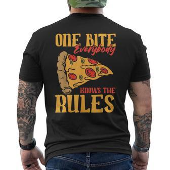 1 Bites Pizza Everybody Knows The Rules Food Lover Men's T-shirt Back Print - Monsterry UK