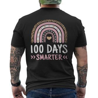 100Th Day Of School 100 Days Smarter Leopard Rainbow Men's T-shirt Back Print - Monsterry