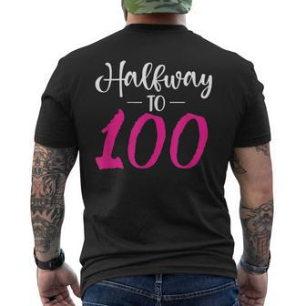 50Th Birthday 50 Years Old Gag Halfway To 100 Mens Back Print T-shirt - Thegiftio UK