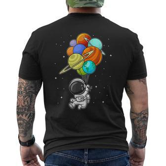 Astronaut Holding Planet Balloons Space Kids Toddler Mens Back Print T-shirt - Thegiftio UK