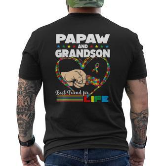 Autism Awareness Papaw Grandson Best Friend For Life Mens Back Print T-shirt | Mazezy