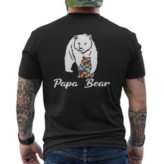 Autism Family Papa Bear Autism Awareness Mens Back Print T-shirt | Mazezy