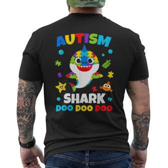 Autism Shark Puzzle Awareness Day Cute For Boys Girls Men's T-shirt Back Print - Monsterry CA