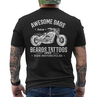 Awesome Dads Have Beards Tattoos And Ride Motorcycles Mens Back Print T-shirt - Thegiftio UK