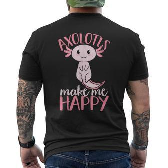 Axolotls Make Me Happy Kawaii Men's T-shirt Back Print - Thegiftio UK
