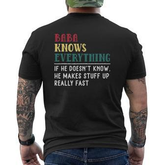 Baba Know Everything Father's Day For Grandfather Mens Back Print T-shirt | Mazezy