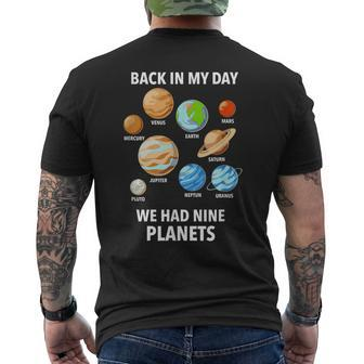 Back In My Day We Had Nine Planets Pluto Never Forget Men's T-shirt Back Print - Seseable